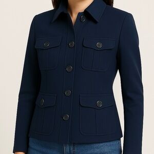 Lucky Brand Jacket Blazer Military Coat Uniform Bush Coat Suit Jacket Navy M